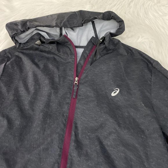 Asics womens gray jogging jacket size M purple zipper - Picture 2 of 10